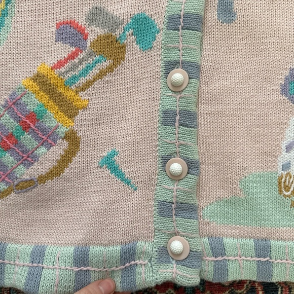 Vintage Berek 2 3D Knit Golf Cardigan Sweater Women’s M, Novelty Whimsical - Picture 5 of 10